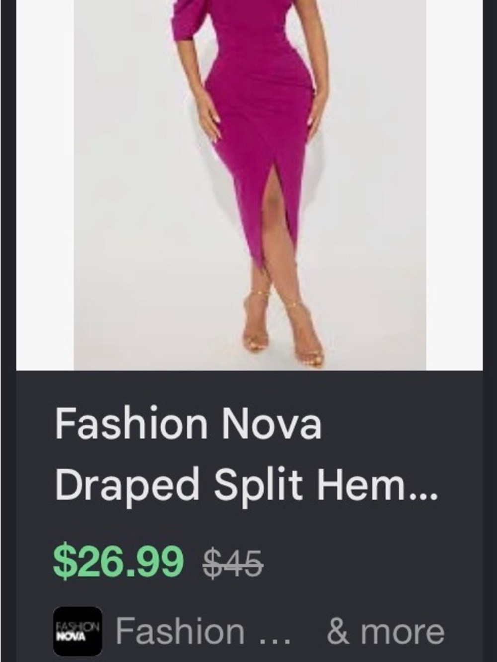 Fashion Nova Magenta Draped Midi Skirt with Front Split